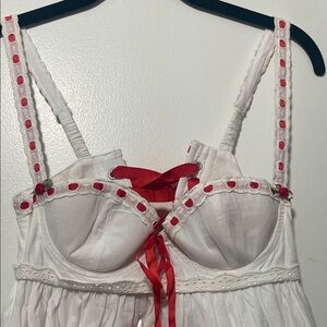 Kitteny White and Red Women's babydoll dress